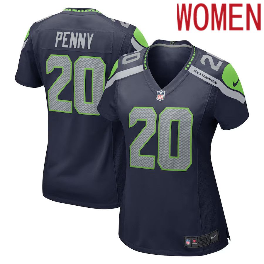 Women Seattle Seahawks 20 Rashaad Penny Nike College Navy Game NFL Jersey